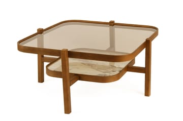 Nylvik Soffbord 90x48x90 cm - Valnöt och vit marmor - Möbler - Bord & matgrupp - Marmorbord