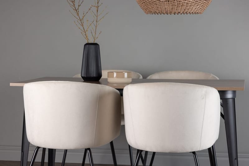Ochovi Matbord 140 cm med 4 Berit Karmstol Sammet med Armstöd - Möbler - Bord & matgrupp - Matgrupp
