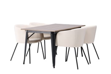 Ochovi Matbord 140 cm med 4 Berit Karmstol Sammet med Armstöd - Möbler - Bord & matgrupp - Matgrupp