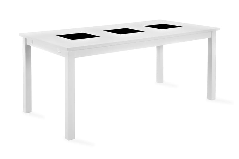 Octavia Förlängningsbart Matbord 180 cm +  6 st Naira stol beige med svarta ben, Vit/Beige