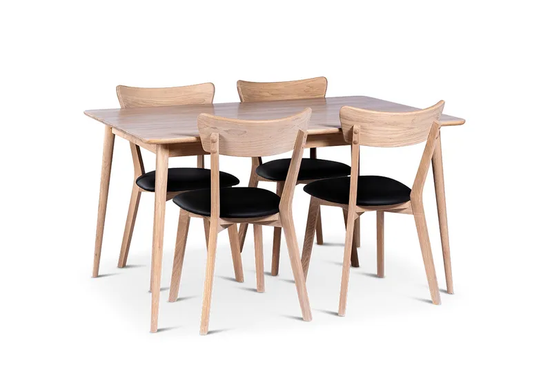 Odense Matgrupp 140 cm med 4 Eksjö Stolar i massivt trä