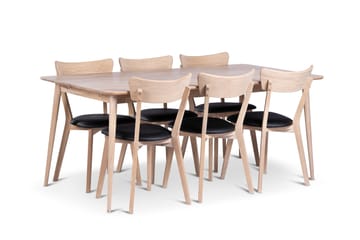 Odense Matgrupp 180 cm med 6 Eksjö Stolar i massivt trä - Natur - Möbler - Bord & matgrupp - Matgrupp