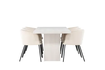 Olga Matgrupp 200 cm Rektangulär med 6 Berit Stolar - Beige - Möbler - Bord & matgrupp - Matgrupp