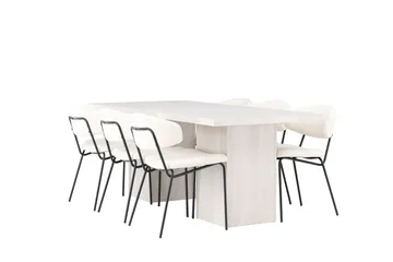 Olga Matgrupp 200 cm Rektangulär med 6 Chico Stolar - Vit - Möbler - Bord & matgrupp - Matgrupp