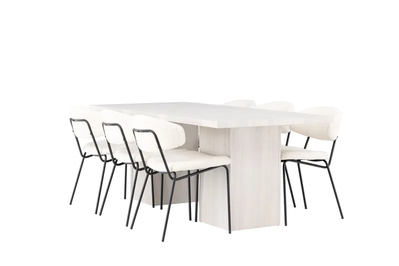 Olga Matgrupp 200 cm Rektangulär med 6 Chico Stolar - Vit - Möbler - Bord & matgrupp - Matgrupp