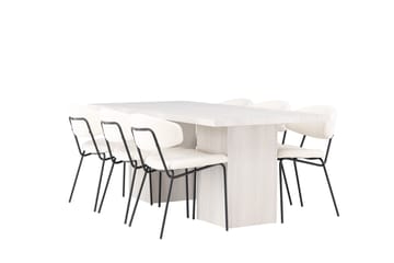 Olga Matgrupp 200 cm Rektangulär med 6 Chico Stolar - Vit - Möbler - Bord & matgrupp - Matgrupp