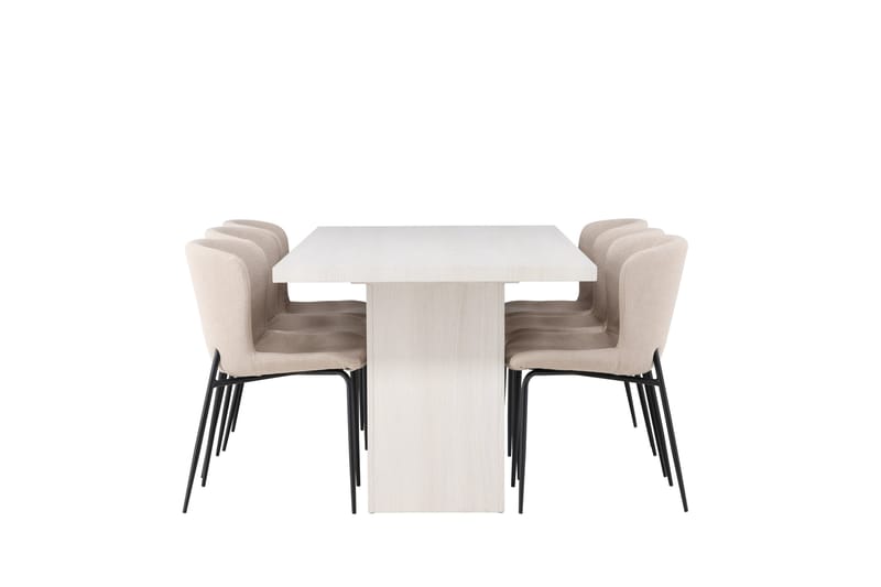 Olga Matgrupp 200 cm Rektangulär med 6 Modesto Stolar - Beige - Möbler - Bord & matgrupp - Matgrupp