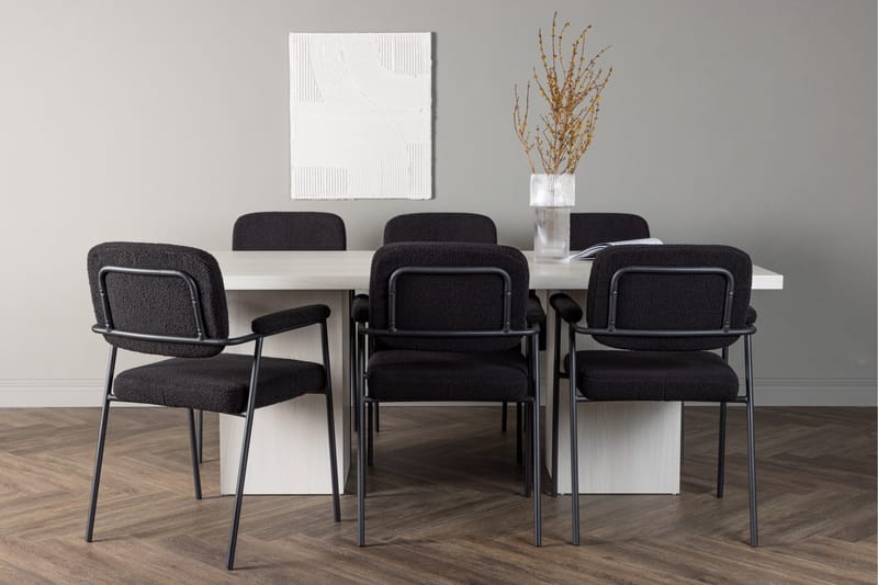 Olga Matgrupp 200 cm Rektangulär med 6 Yesterday Stolar - Svart - Möbler - Bord & matgrupp - Matgrupp