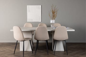 Olga Matgrupp 200 cm Rektangulär med 6 Polar Stolar - Beige - Möbler - Bord & matgrupp - Matgrupp