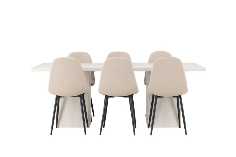 Olga Matgrupp 200 cm Rektangulär med 6 Polar Stolar, Beige