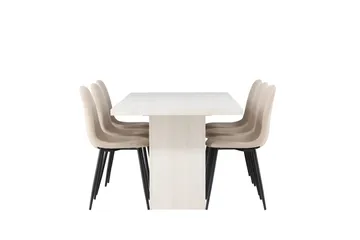 Olga Matgrupp 200 cm Rektangulär med 6 Polar Stolar - Beige - Möbler - Bord & matgrupp - Matgrupp