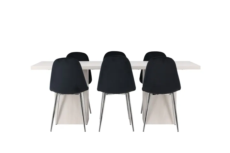 Olga Matgrupp 200 cm Rektangulär med 6 Polar Stolar, Svart