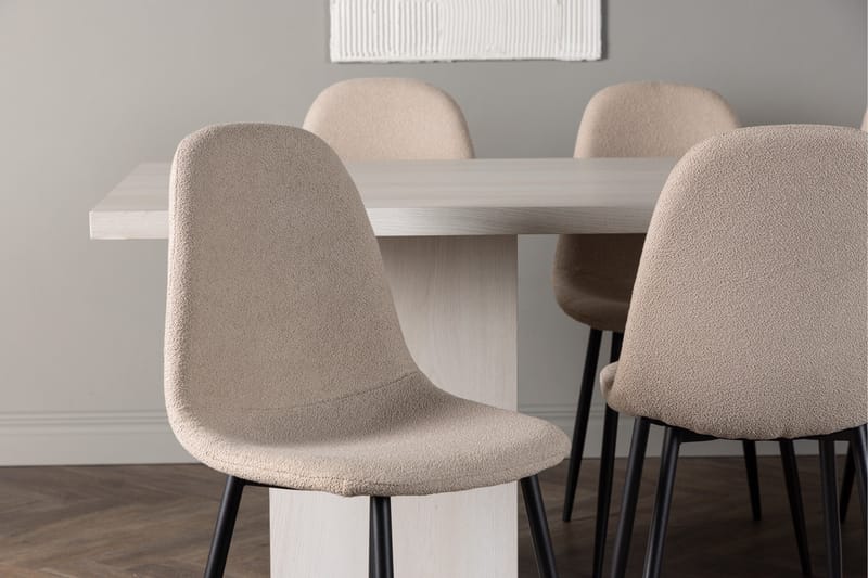 Olga Matgrupp 200 cm Rektangulär med 6 Polar Stolar - Beige - Möbler - Bord & matgrupp - Matgrupp