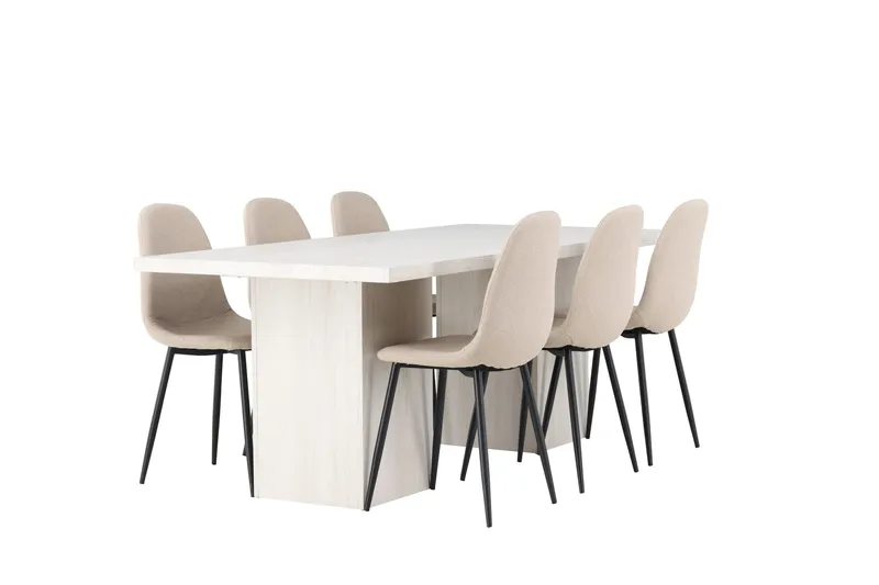 Olga Matgrupp 200 cm Rektangulär med 6 Polar Stolar - Beige - Möbler - Bord & matgrupp - Matgrupp
