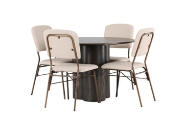 Olivero Matbord 110 cm Runt med 4 Seda Matstol - Mörkbrun - Möbler - Bord & matgrupp - Matgrupp