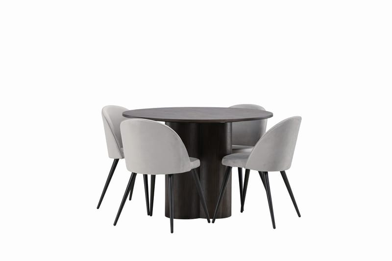 Olivero Matbord 110 cm Runt med 4 Velvet Köksstol Sammet - Möbler - Bord & matgrupp - Matgrupp