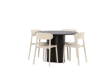 Olivia Matgrupp 110 cm Rund med 4 Åstol stolar - Beige - Möbler - Bord & matgrupp - Matgrupp