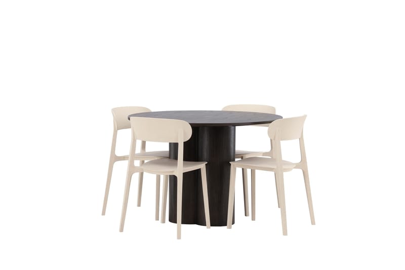 Olivia Matgrupp 110 cm Rund med 4 Åstol stolar - Beige - Möbler - Bord & matgrupp - Matgrupp