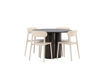 Olivia Matgrupp 110 cm Rund med 4 Åstol stolar - Beige - Möbler - Bord & matgrupp - Matgrupp