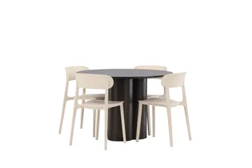 Olivia Matgrupp 110 cm Rund med 4 Åstol stolar - Beige - Möbler - Bord & matgrupp - Matgrupp