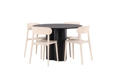 Olivia Matgrupp 110 cm Rund med 4 Åstol Stolar - Beige - Möbler - Bord & matgrupp - Matgrupp