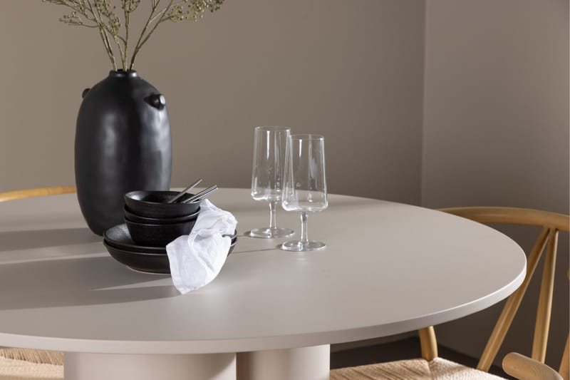 Olivia Matgrupp 110 cm Rund med 4 Alfons stolar - Beige/Beige - Möbler - Bord & matgrupp - Matgrupp