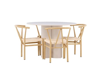 Olivia Matgrupp 110 cm Rund med 4 Alfons stolar - Beige/Beige - Möbler - Bord & matgrupp - Matgrupp