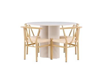 Olivia Matgrupp 110 cm Rund med 4 Alfons stolar - Beige/Beige - Möbler - Bord & matgrupp - Matgrupp