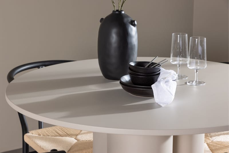 Olivia Matgrupp 110 cm Rund med 4 Alfons stolar - Beige/Svart - Möbler - Bord & matgrupp - Matgrupp