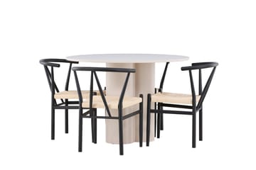 Olivia Matgrupp 110 cm Rund med 4 Alfons stolar - Beige/Svart - Möbler - Bord & matgrupp - Matgrupp