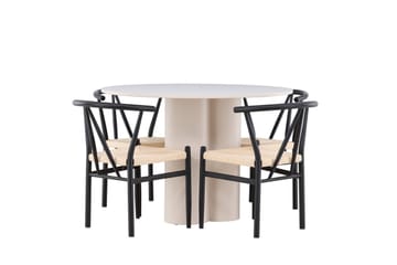 Olivia Matgrupp 110 cm Rund med 4 Alfons stolar - Beige/Svart - Möbler - Bord & matgrupp - Matgrupp