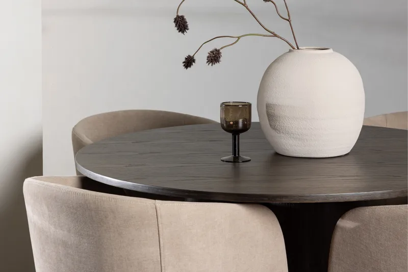 Olivia Matgrupp 110 cm Rund med 4 Berit stolar - Beige - Möbler - Bord & matgrupp - Matgrupp