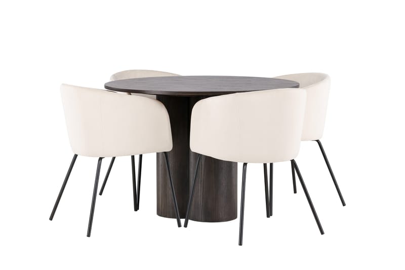 Olivia Matgrupp 110 cm Rund med 4 Berit stolar - Beige - Möbler - Bord & matgrupp - Matgrupp