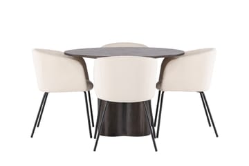 Olivia Matgrupp 110 cm Rund med 4 Berit stolar - Beige - Möbler - Bord & matgrupp - Matgrupp