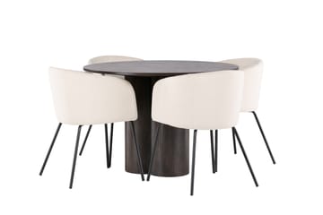 Olivia Matgrupp 110 cm Rund med 4 Berit stolar - Beige - Möbler - Bord & matgrupp - Matgrupp