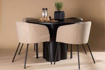 Olivia Matgrupp 110 cm Rund med 4 Berit Stolar - Beige - Möbler - Bord & matgrupp - Matgrupp