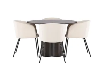 Olivia Matgrupp 110 cm Rund med 4 Berit stolar - Beige - Möbler - Bord & matgrupp - Matgrupp