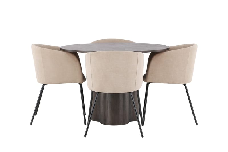 Olivia Matgrupp 110 cm Rund med 4 Berit stolar, Beige