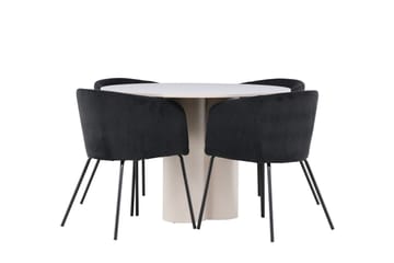 Olivia Matgrupp 110 cm Rund med 4 Berit stolar - Beige/Svart - Möbler - Bord & matgrupp - Matgrupp