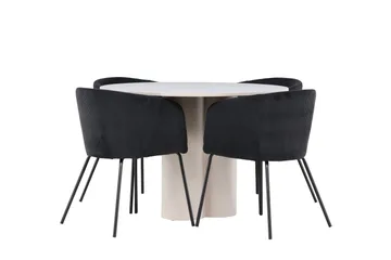 Olivia Matgrupp 110 cm Rund med 4 Berit stolar - Beige/Svart - Möbler - Bord & matgrupp - Matgrupp