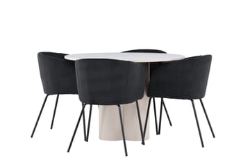 Olivia Matgrupp 110 cm Rund med 4 Berit stolar - Beige/Svart - Möbler - Bord & matgrupp - Matgrupp