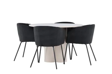 Olivia Matgrupp 110 cm Rund med 4 Berit stolar - Beige/Svart - Möbler - Bord & matgrupp - Matgrupp