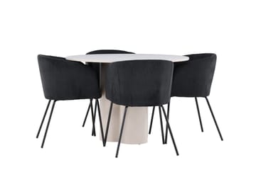 Olivia Matgrupp 110 cm Rund med 4 Berit stolar - Beige/Svart - Möbler - Bord & matgrupp - Matgrupp