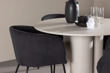 Olivia Matgrupp 110 cm Rund med 4 Berit stolar - Beige/Svart - Möbler - Bord & matgrupp - Matgrupp