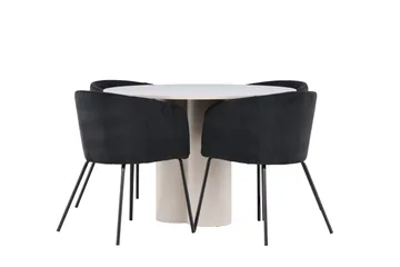 Olivia Matgrupp 110 cm Rund med 4 Berit stolar - Beige/Svart - Möbler - Bord & matgrupp - Matgrupp