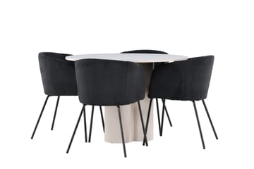 Olivia Matgrupp 110 cm Rund med 4 Berit stolar - Beige/Svart - Möbler - Bord & matgrupp - Matgrupp