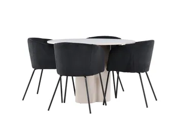 Olivia Matgrupp 110 cm Rund med 4 Berit stolar - Beige/Svart - Möbler - Bord & matgrupp - Matgrupp