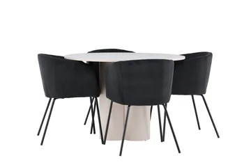 Olivia Matgrupp 110 cm Rund med 4 Berit stolar - Beige/Svart - Möbler - Bord & matgrupp - Matgrupp