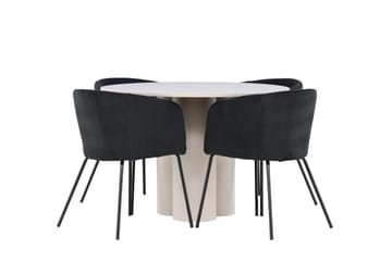 Olivia Matgrupp 110 cm Rund med 4 Berit stolar - Beige/Svart - Möbler - Bord & matgrupp - Matgrupp