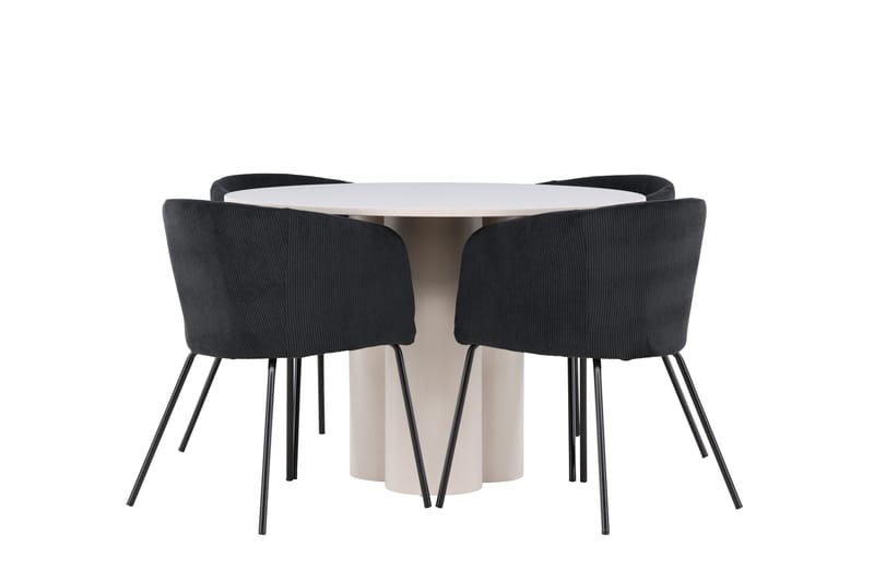 Olivia Matgrupp 110 cm Rund med 4 Berit stolar - Beige/Svart - Möbler - Bord & matgrupp - Matgrupp